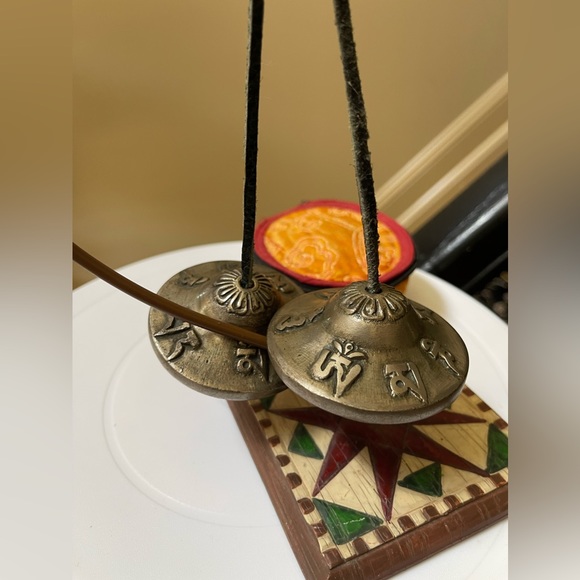 Other - Hand Carved Brass and Leather String Buddhist Tingsha Cymbal Zen Sound Therapy